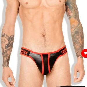 Outtox (Maskulo)Red/Back Low Rise Jockstrap. JS144-10-S.